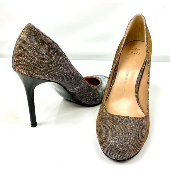 Banana Republic Hello Sole Mate Gold Metallic Heels size 6 Glitter Stiletto Pump - Picture 1 of 12